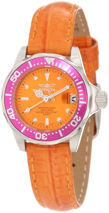 Invicta Women's 11446 Pro Diver Mini Orange Dial Orange Leather Watch