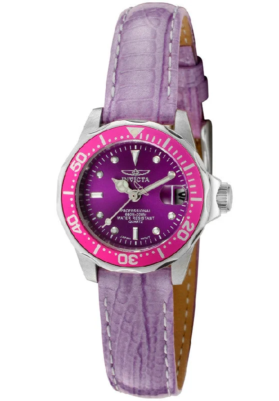 Invicta Women's 11713 Pro Diver Mini Purple Dial Lilac Leather Watch