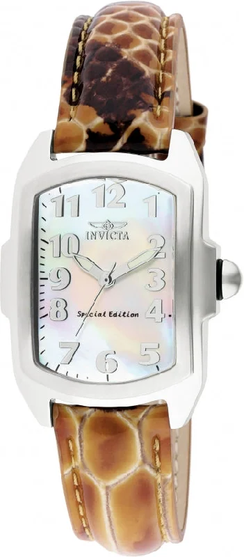 Invicta Women's 1895 Lupah White Pearl Brown Patent Leather Dial with Alligator Pattern Watch