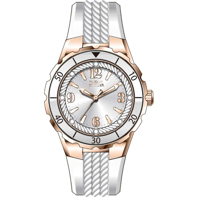 Invicta Women's Quartz Watch - Angle Silver Dial White Silicone Rubber Strap | 40311