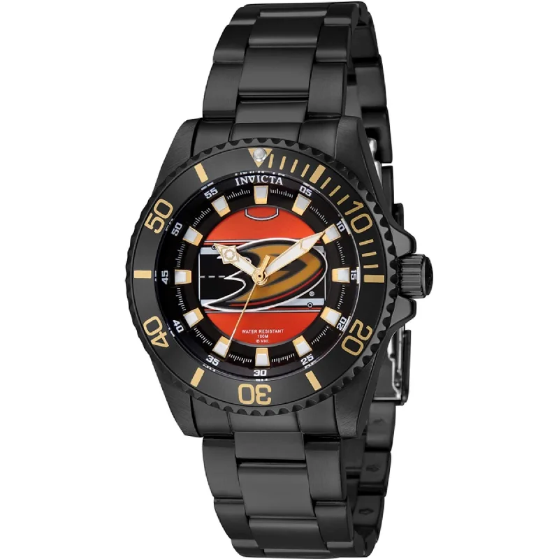 Invicta Women's Quartz Watch - NHL Anaheim Ducks Rotating Bezel Black Steel | 42225