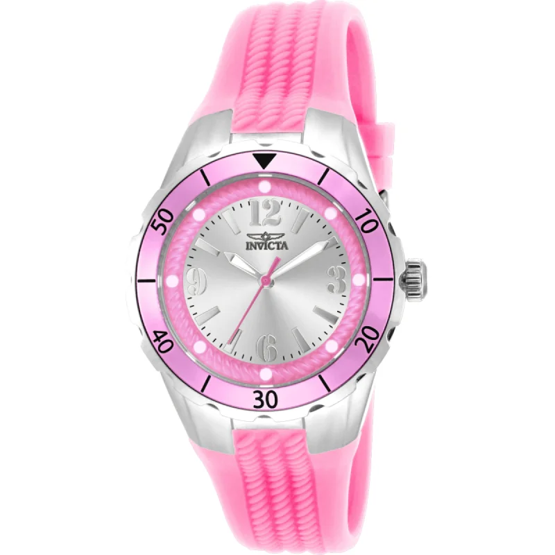 Invicta Women's Watch - Angel Silver and Pink Dial Silicone Strap Quartz | 17480