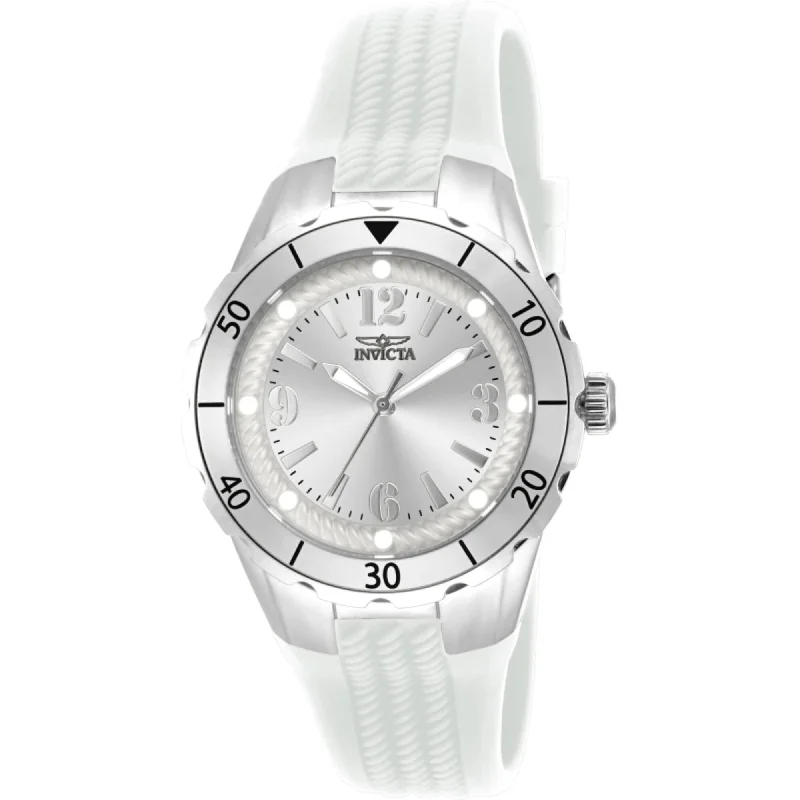 Invicta Women's Watch - Angel Silver Tone Dial White Silicone Strap Quartz | 17479