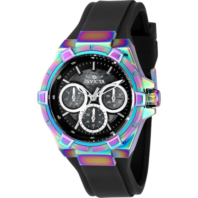 Invicta Women's Watch - Aviator Quartz Black Silicone Rubber Strap Day-Date | 37309