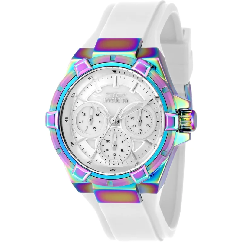 Invicta Women's Watch - Aviator Silver and White Dial Silicone Rubber Strap | 37308