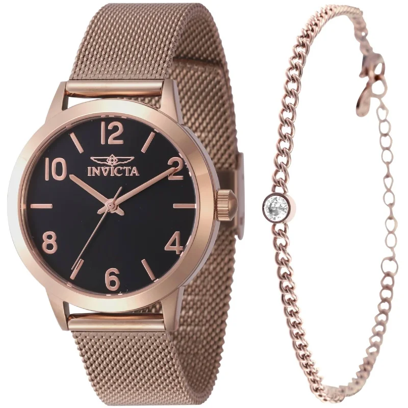 Invicta Women's Watch Set - Wildflower Quartz Rose Gold Mesh Bracelet | 47276