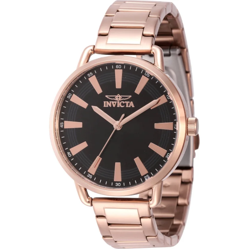 Invicta Women's Watch - Wildflower Quartz Black Dial Rose Gold Tone Bracelet | 46335