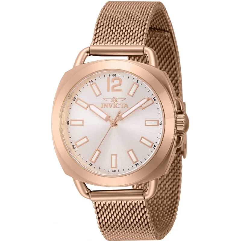 Invicta Women's Watch - Wildflower Quartz Silver Brass Dial Rose Gold Bracelet | 46339