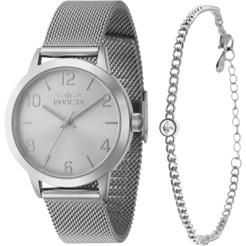 Invicta Women's Watch with Bracelet Set - Wildflower Quartz Silver Tone Dial | 47274