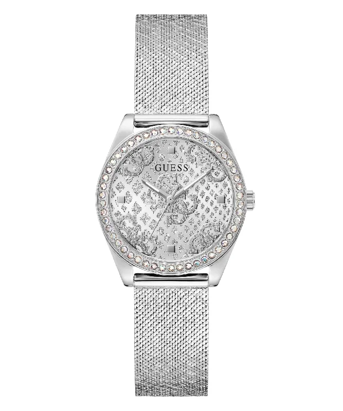 Guess Ladies Boa Silver Tone Mesh Watch GW0748L1