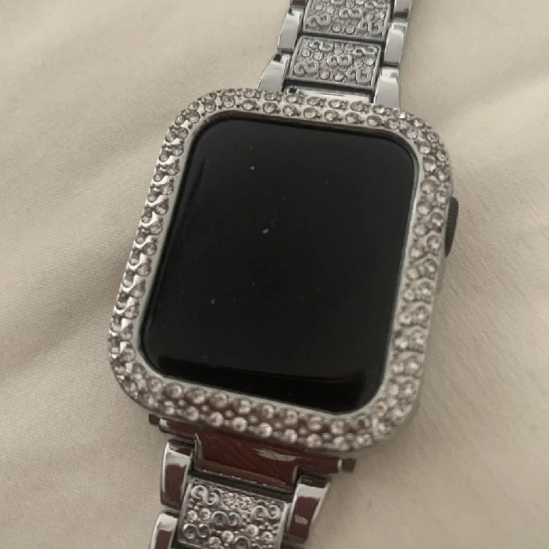 Luxury Diamond Rhinestone Crystal Stone Band Case and Strap Combo for Apple Watch