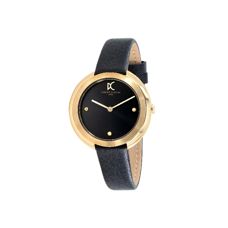 Montmartre Gold Watch with Black Leather Strap