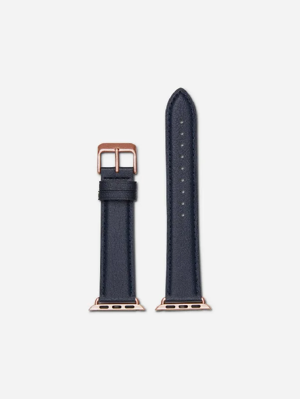 Apple Watch Compatible Vegan Watch Strap | Navy & Rose Gold