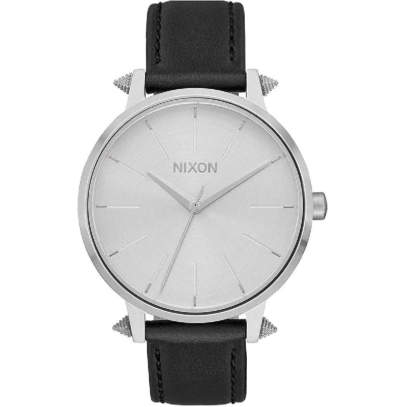 Nixon Women's Quartz Watch - Kensington Silver Dial Leather Strap SS Case | A1083149