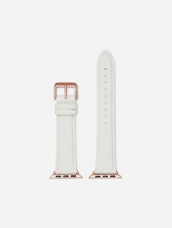 Apple Watch Compatible Vegan Watch Strap | Off White & Rose Gold