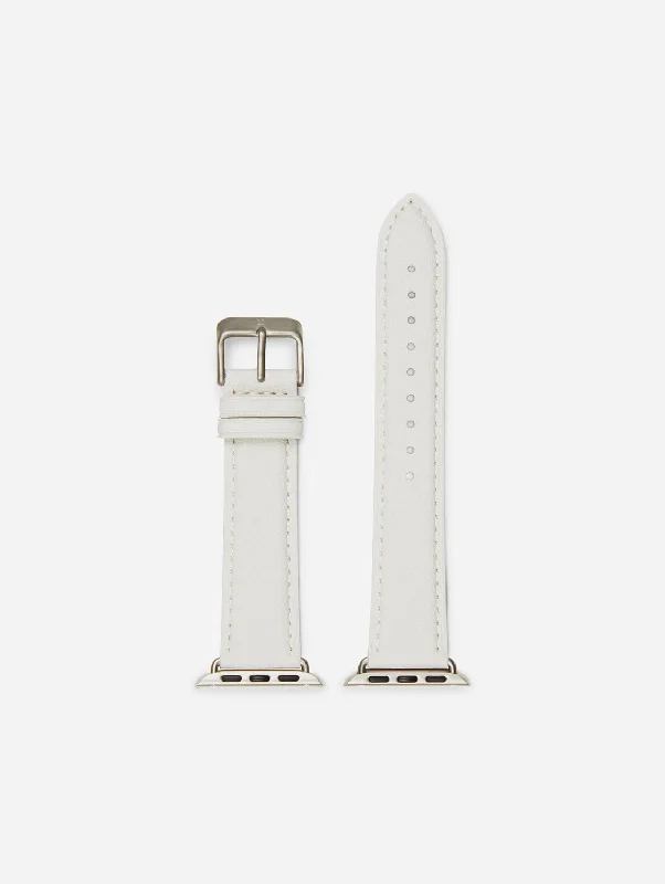 Apple Watch Compatible Vegan Watch Strap | Off White & Silver