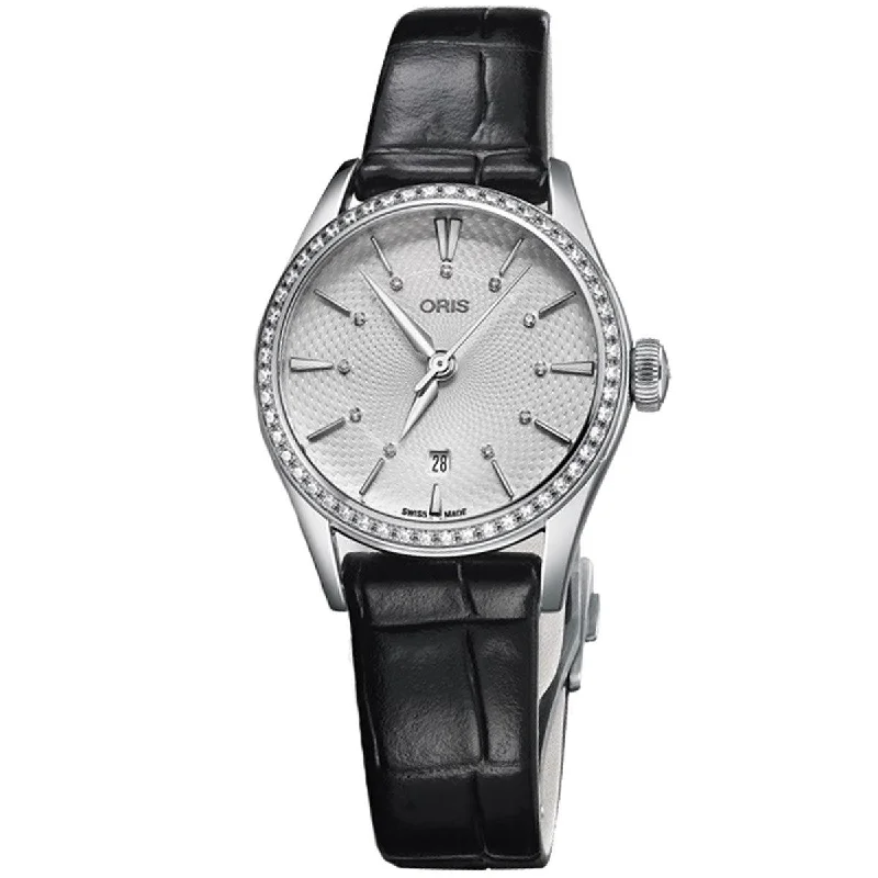 Oris Women's Automatic Watch - Artelier Diamond Date Black Strap | 01 561 7722 4951LS