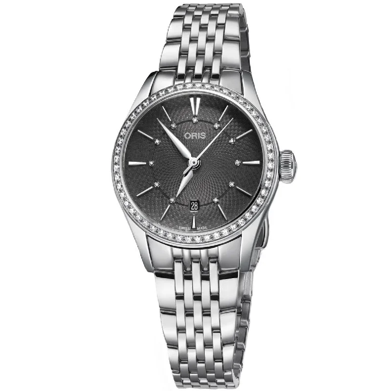 Oris Women's Automatic Watch - Artelier Diamond Date Grey Dial | 01 561 7722 4953MB