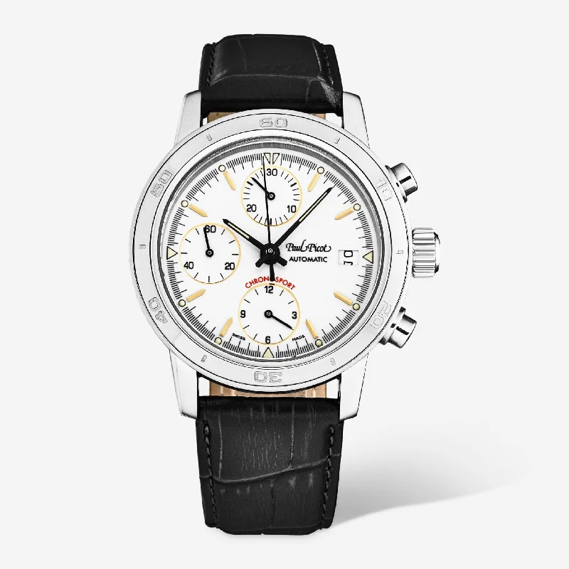 Paul Picot Chronosport Chronograph White Dial Men's Automatic Watch P7033.20.112