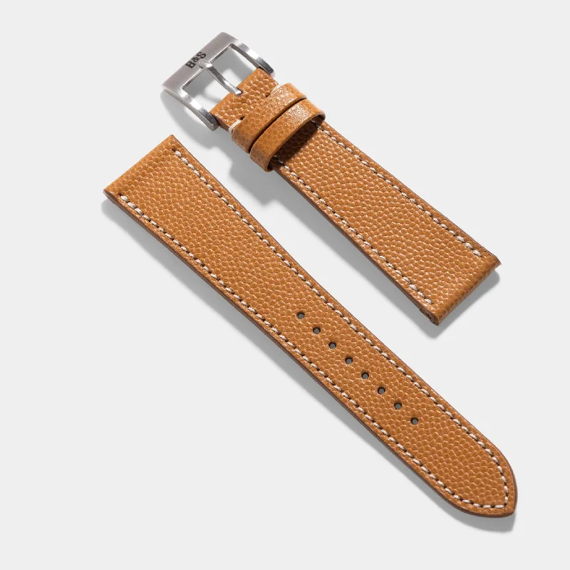 Pebbled Cognac Brown Leather Watch Strap