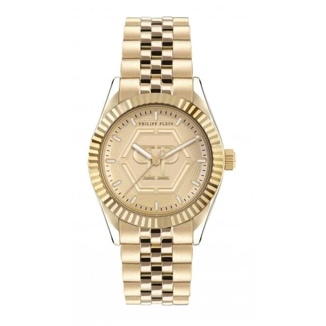 Philipp Plein Ladies Street Couture Date Superlative Gold Watch PW2BA0523