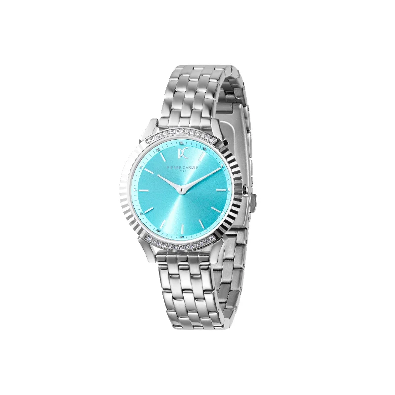 Pigalle Simplicity Stainless Steel Watch with Crystals and Tiffany Blue Dial