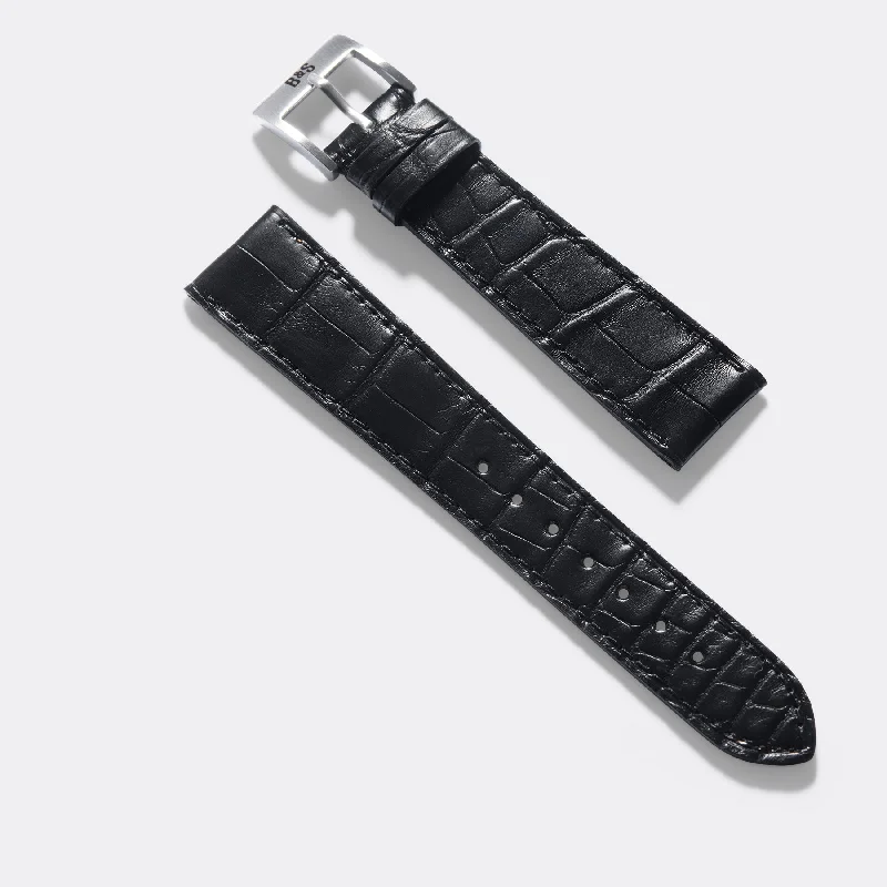 Premium Alligator Black Leather Watch Strap