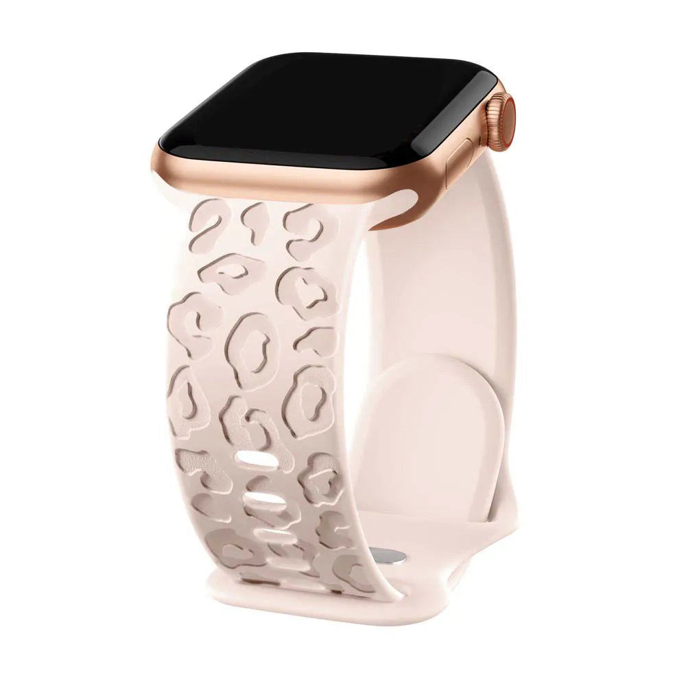 Embossed Cheetah Print Silicone Strap For Apple Watch