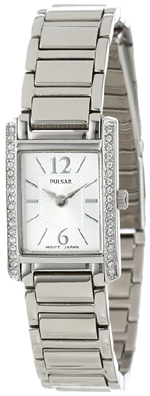 Pulsar Women's PEGC51 Crystal Accented Dress Silver-Tone Stainless Steel Watch