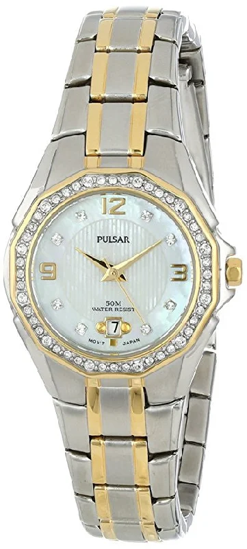 Pulsar Women's PXT798 Crystal Mother of Pearl Dial Watch