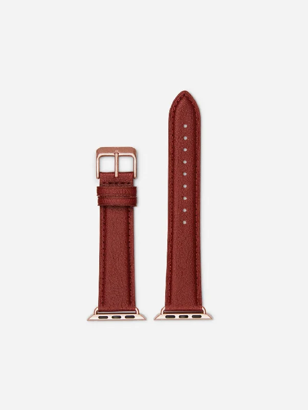 Apple Watch Compatible Vegan Watch Strap | Red & Rose Gold