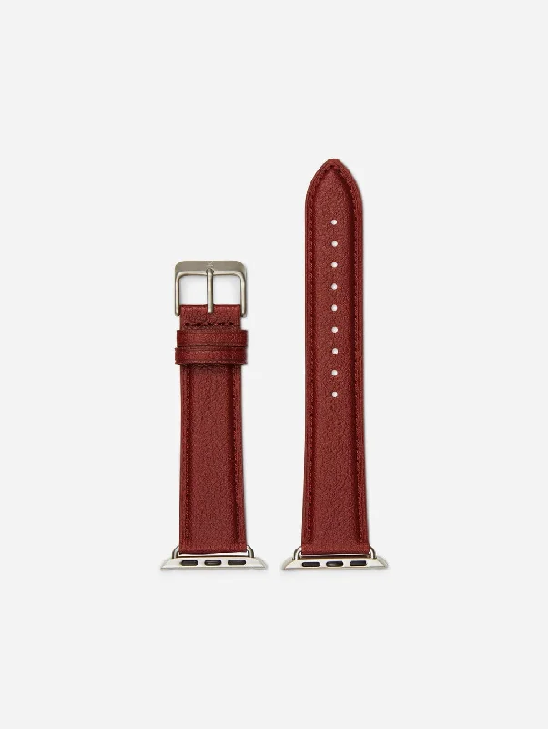 Apple Watch Compatible Vegan Watch Strap | Red & Silver