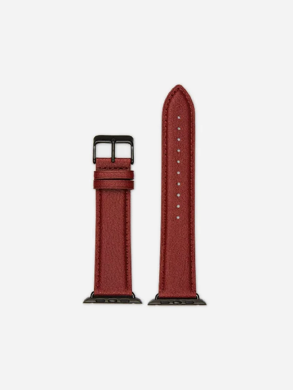 Apple Watch Compatible Vegan Watch Strap | Red & Space Grey