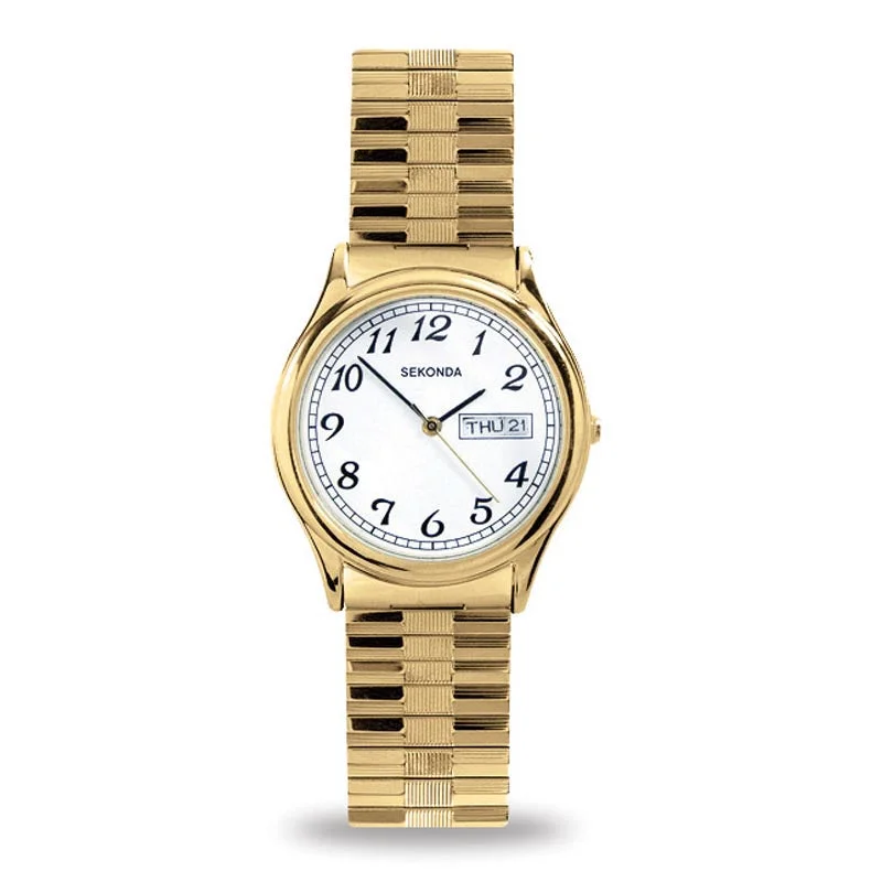 Sekonda Watch Gold Colour Expander Date White Dial