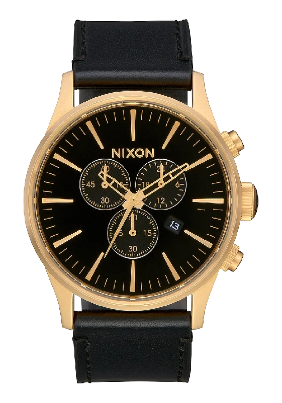 Sentry Chrono Leather - Gold / Black / Black