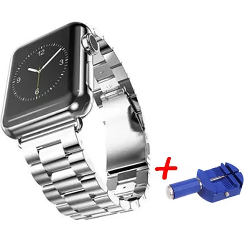 Stainless Steel Metal Bands with Folding Clasp and link tool for Apple Watch