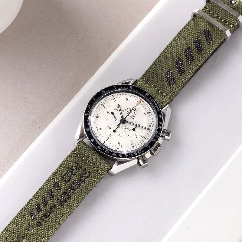 Strap for Omega Speedmaster Professional - Canvas Speedy Print in Olive, Taupe or Grey