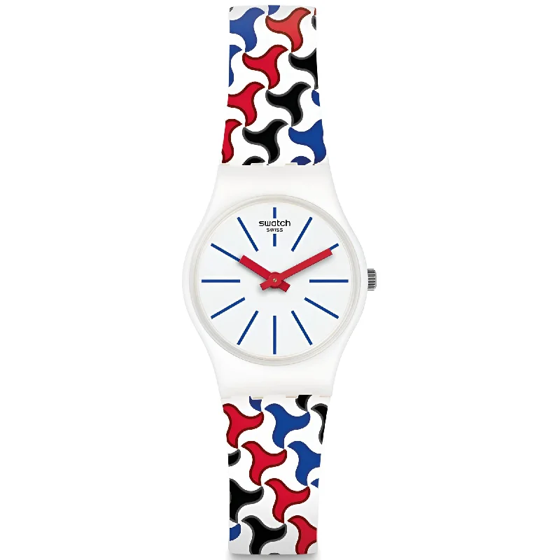 Swatch Women's Watch - Pattu Quartz White Dial Retro Pattern Silicone Strap | LW156