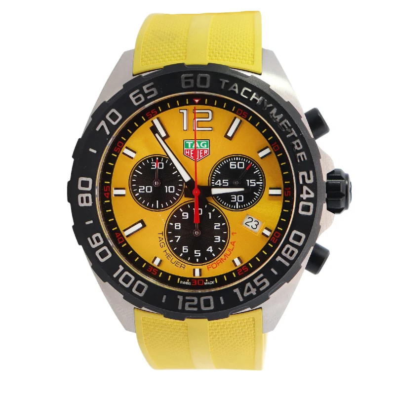 Tag Heuer Formula 1 43mm Yellow Dial Watch Ref# CAZ101AM