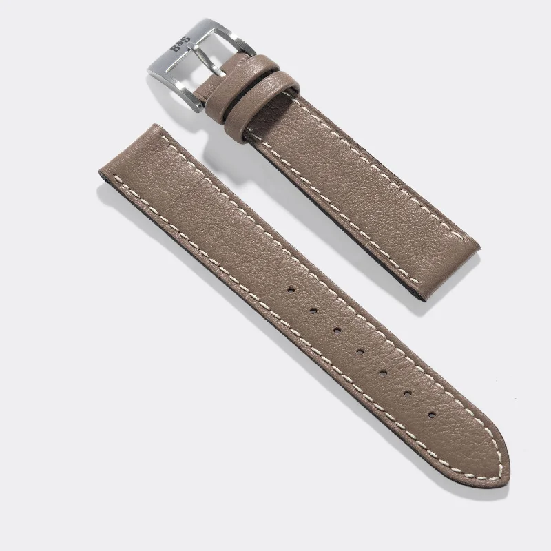 Taupe Grey Leather Watch Strap