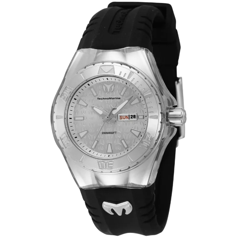 Technomarine Women's Watch - Cruise Monogram Silver Tone Dial Black Strap | TM-122016