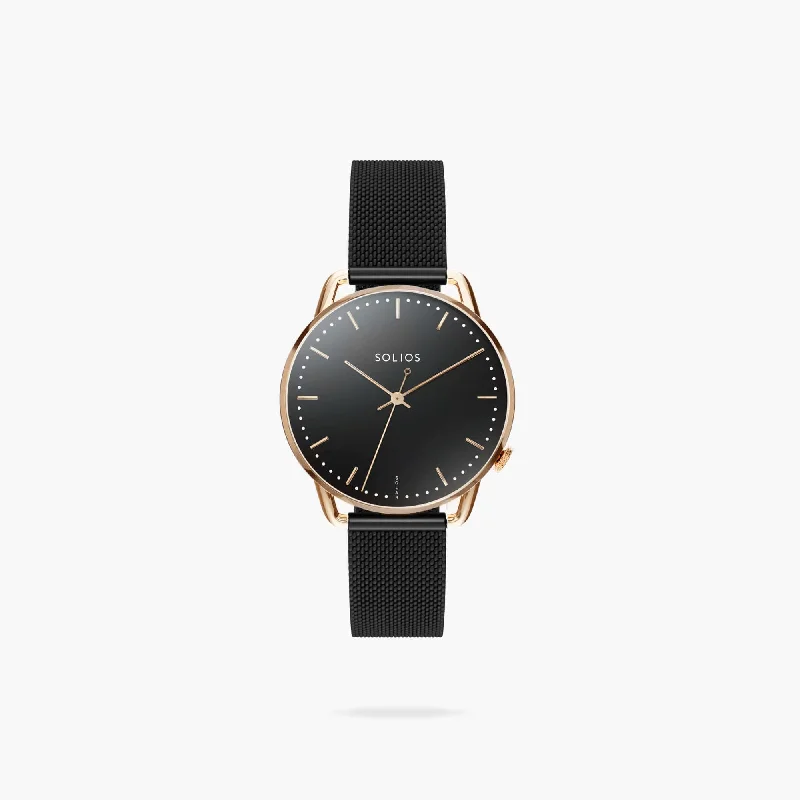 The Solar Curve Mini | Black Dial - Rose Gold Case