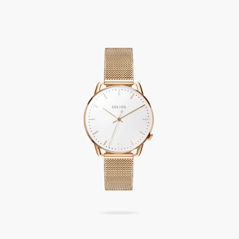 The Solar Curve Mini | White Dial - Rose Gold Case