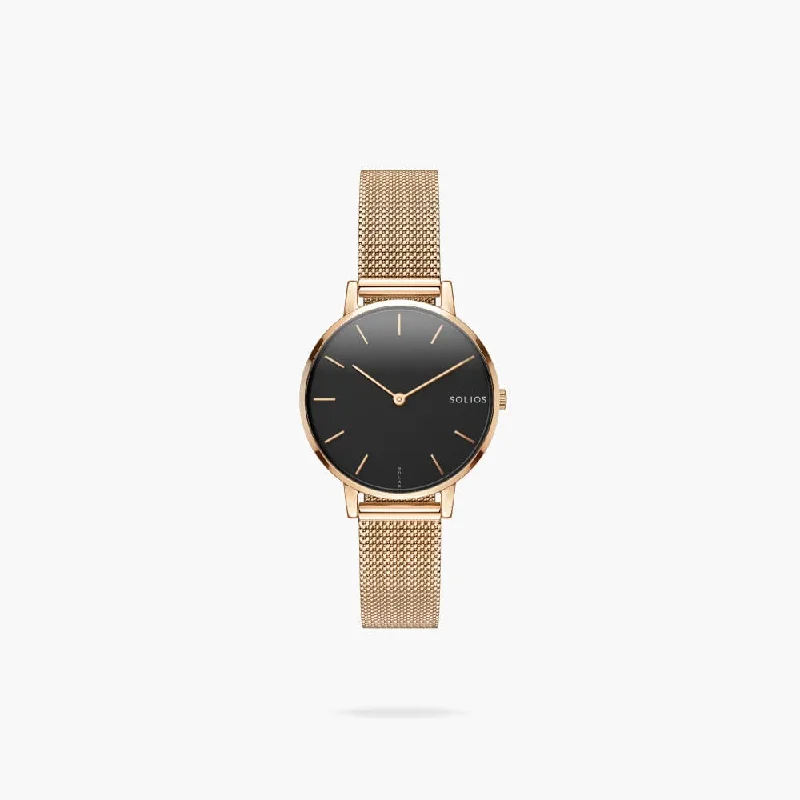 The Solar Mini | Black Dial - Rose Gold Case