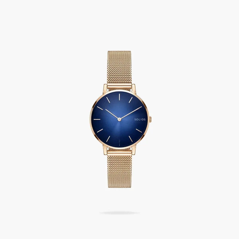 The Solar Mini | Blue Dial - Rose Gold Case