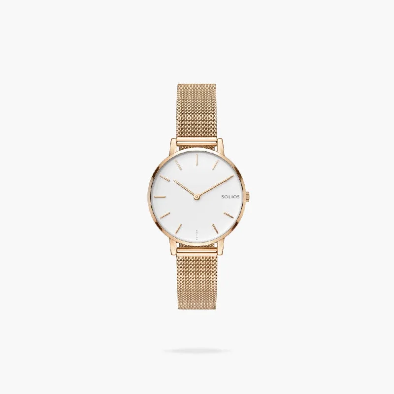 The Solar Mini | White Dial - Rose Gold Case