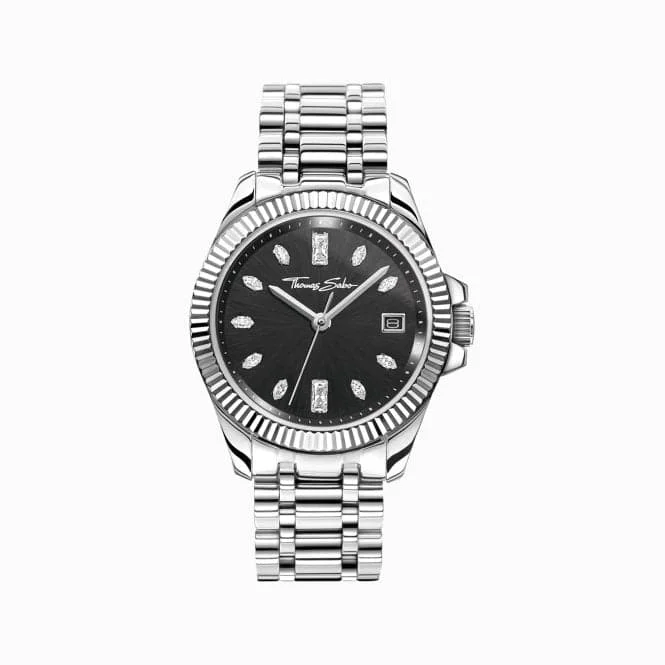 Stainless Steel Case Divine Black White Stones Watch WA0406-201-203