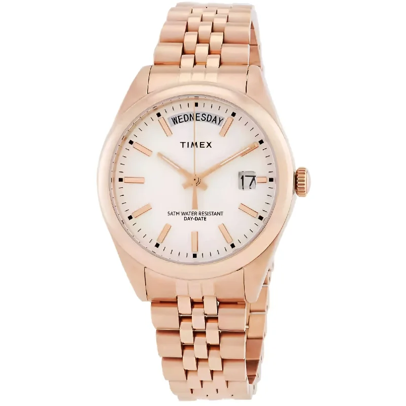 Timex Women's Watch - Legacy White Dial Rose Gold Bracelet Day-Date | TW2W32200VQ