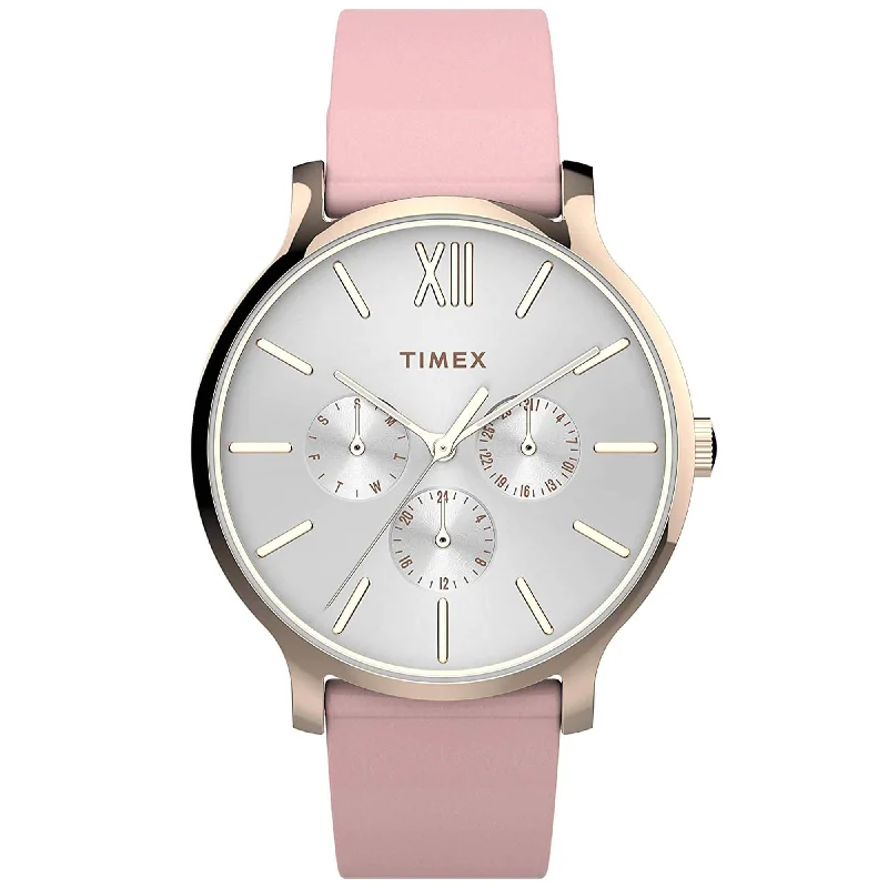 Timex Women's Watch - Transcend Quartz White Dial Pink Leather Strap | TW2T74300VQ