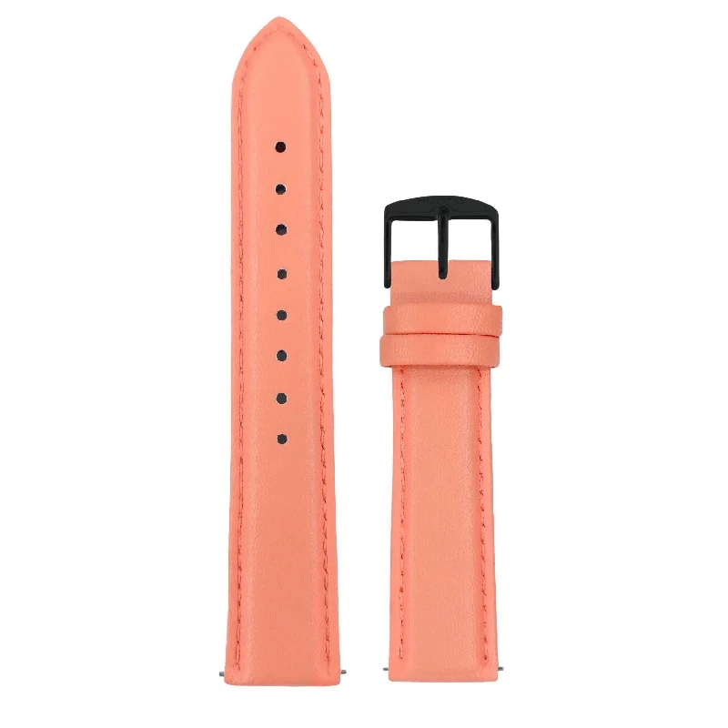 Vegan Leather Watch Strap- Coral & Black